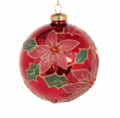 Traditional Beaded Poinsettia Bauble