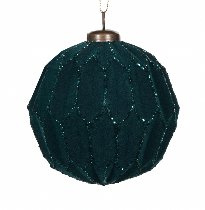 Teal Velvet Geo Bauble