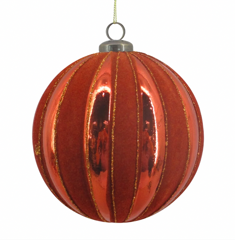 Orange Velvet Ridges Bauble