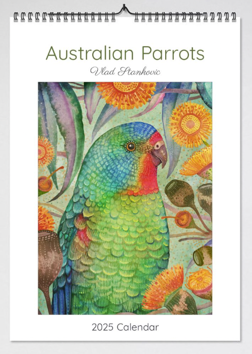 Australian Parrots by Vlad Stankovic 2025 Wall Calendar