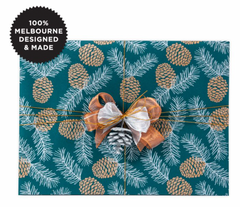 Pine Cones Green Wrapping Paper