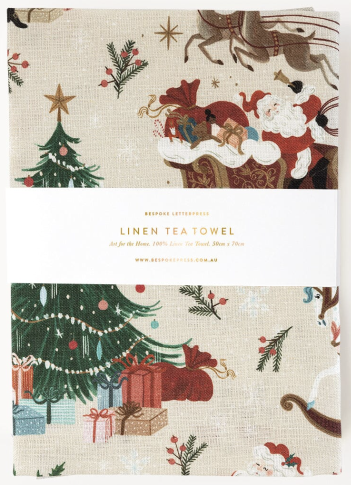 An Enchanted Christmas Linen Tea Towel