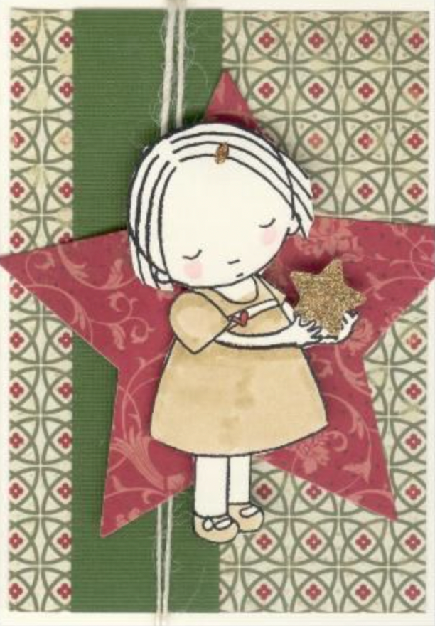 Girl with Gold Star Christmas Card