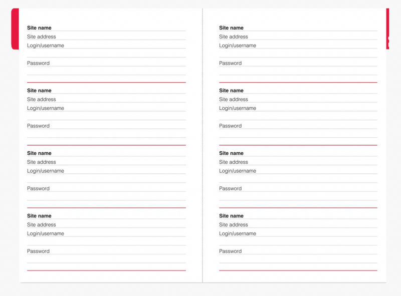 Large Format Internet Address & Password Logbook