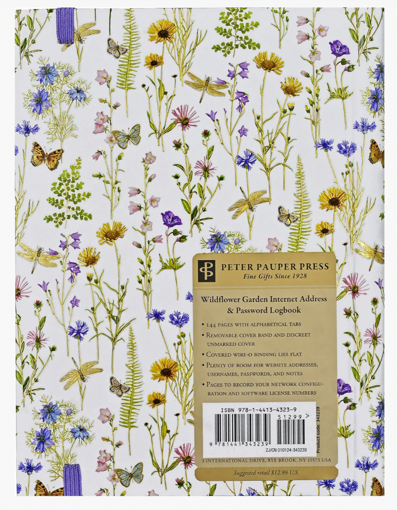 Wildflower Garden Large Internet Address & Password Logbook