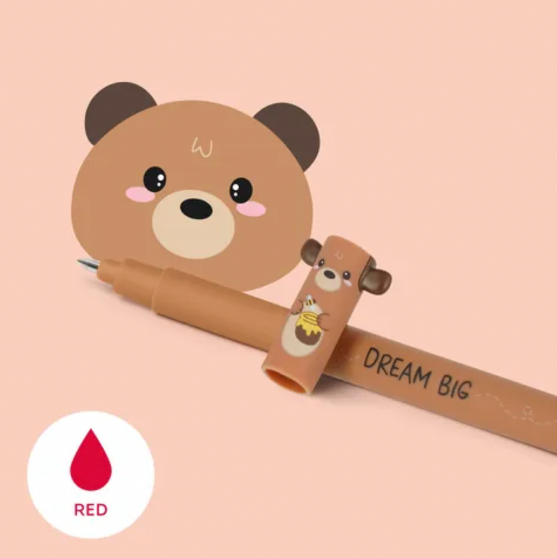 Teddy Bear Erasable Gel Pen - Red Ink