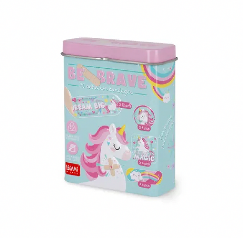 Tin of 30 Adhesive Band-Aids - Be Brave Unicorn