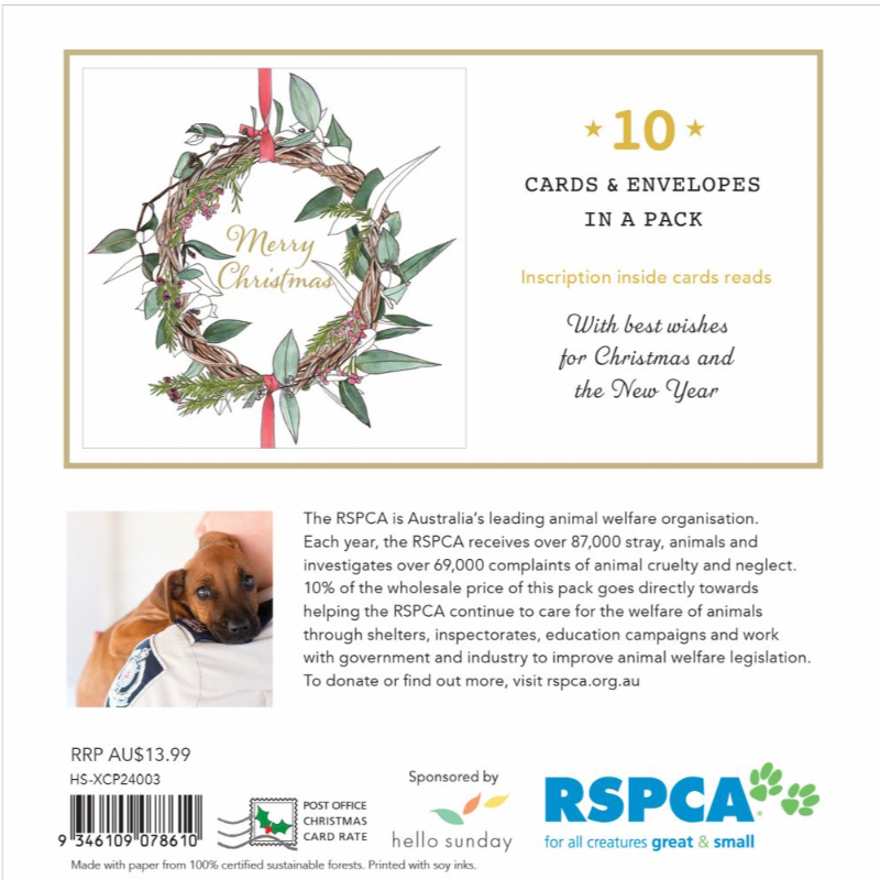 RSPCA Christmas Card Pack - Christmas Wreath