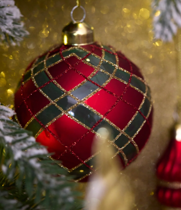 Frosted Tartan Bauble