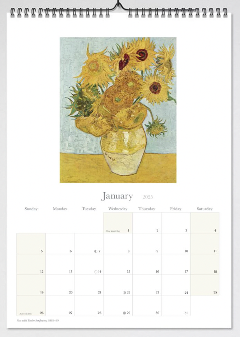 Van Gogh 2025 Wall Calendar