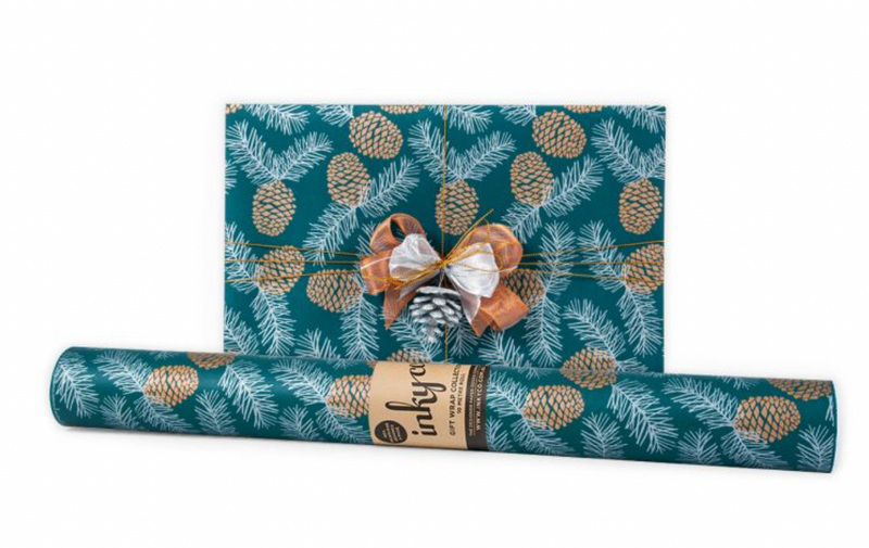 Pine Cones Green Wrapping Paper