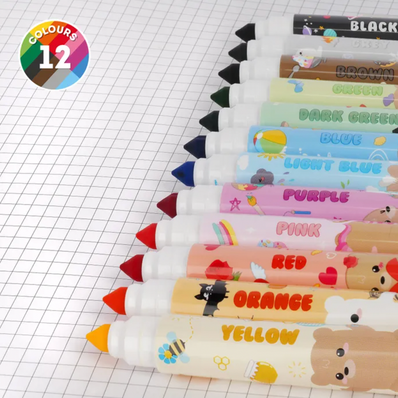 Teddy Friends 12 Pack Markers