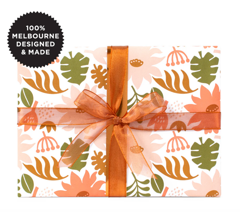Matte Flannel Flowers Wrapping Paper