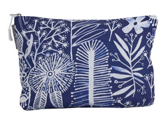 Linen Cosmetics Bag - Navy Natives (Large)
