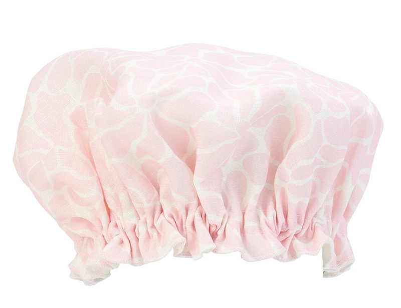 Linen Shower Cap - Pink Petal Floral
