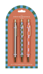 A Dopo Set Of 3 Pens - Stripes & Checks