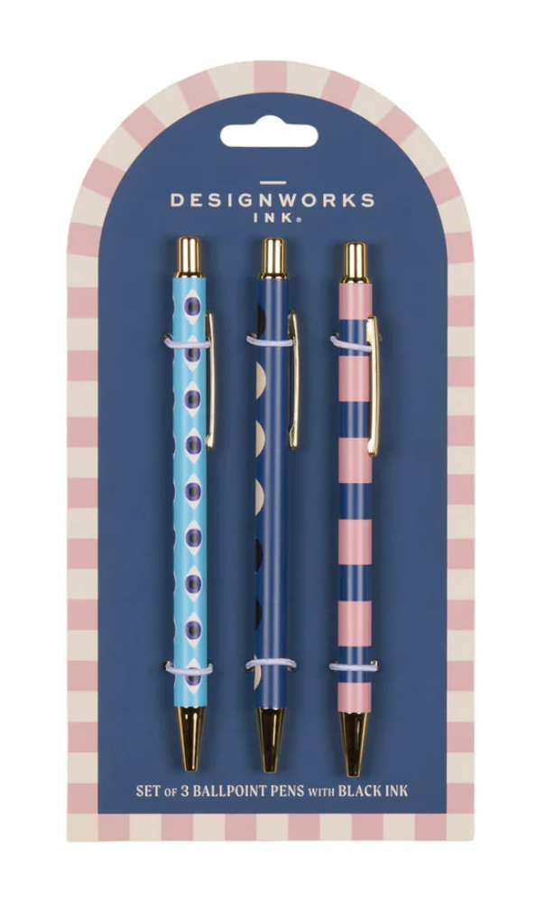 A Dopo Set Of 3 Pens - Eye, Moon, Stripe