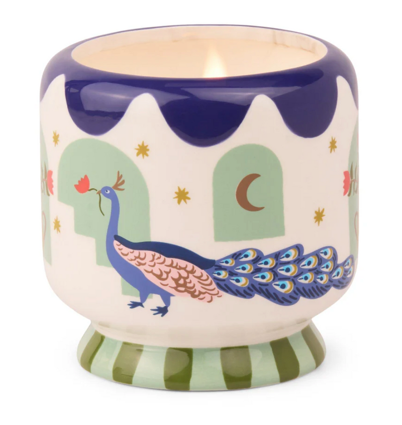 A Dopo 8 oz Handpainted "Peacock" Ceramic - Misted Lime
