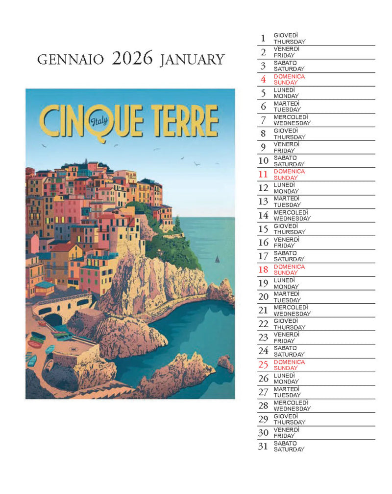 2026 Desk Calendar - Italia