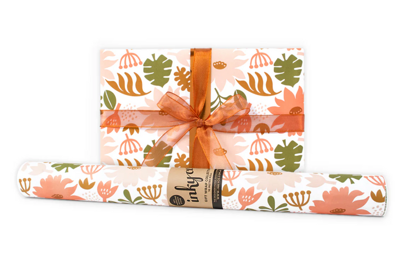 Matte Flannel Flowers Wrapping Paper