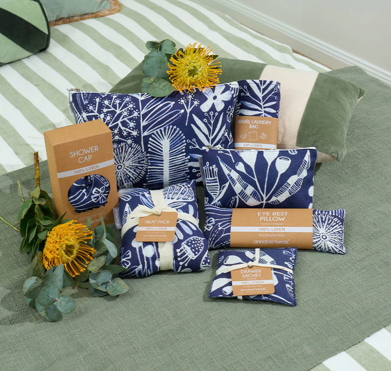 Linen Shower Cap - Navy Natives