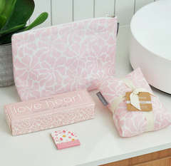 Linen Shower Cap - Pink Petal Floral