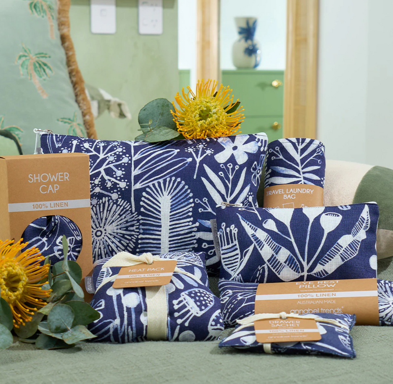 Linen Heat Pillow - Navy Natives