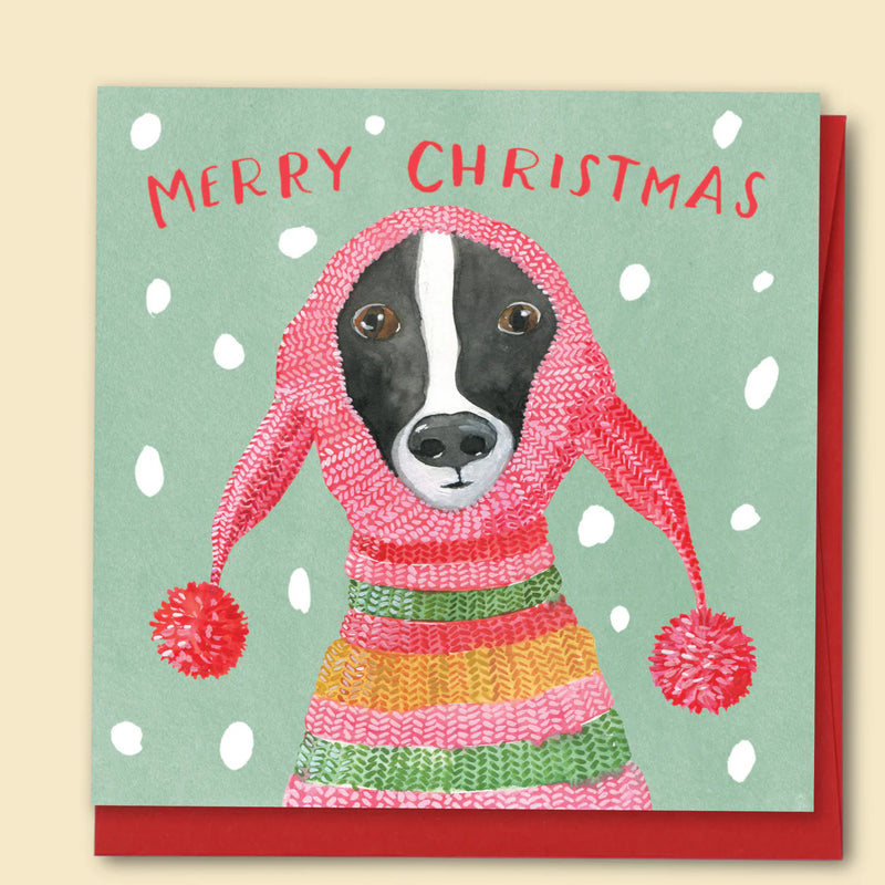 Merry Christmas Dog With Beanie