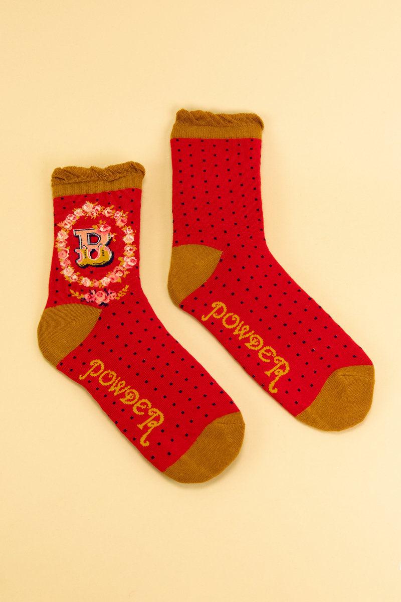 Ladies Initial Socks - B