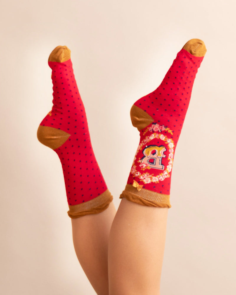 Ladies Initial Socks - B