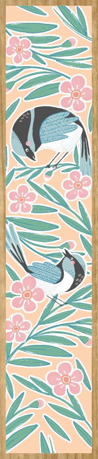 Australian Wood Bookmark - Two Blue Wrens