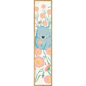 Australian Wood Bookmark - Cute Wombat & Flowers