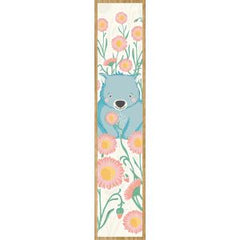Australian Wood Bookmark - Cute Wombat & Flowers