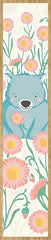 Australian Wood Bookmark - Cute Wombat & Flowers