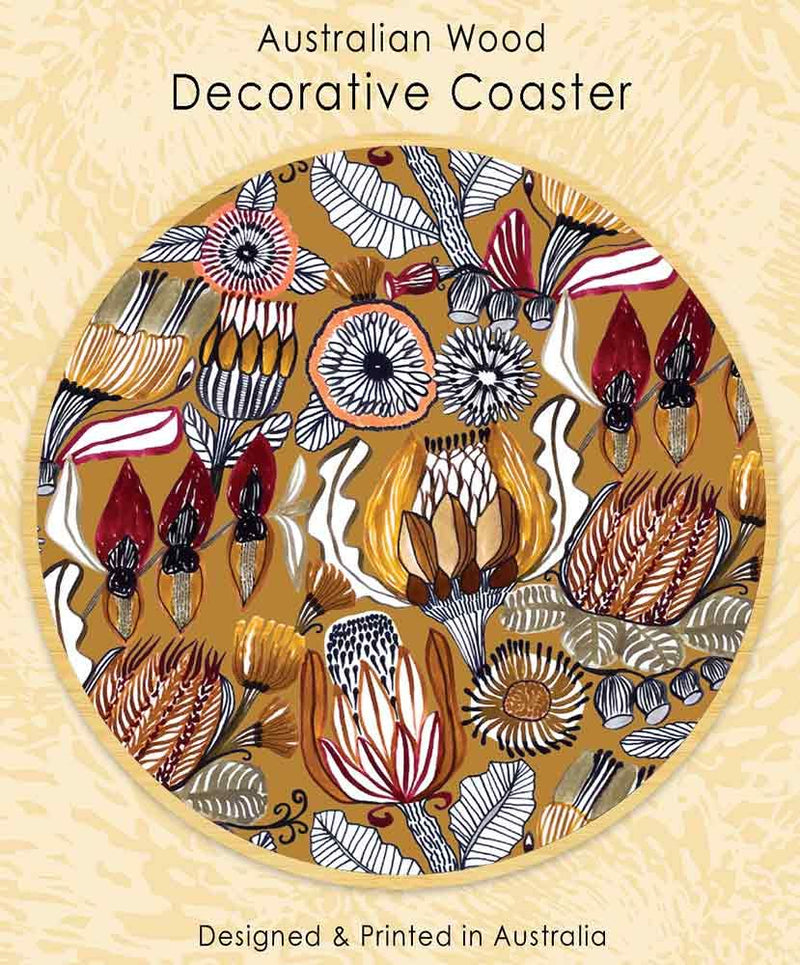 Australian Wood Decorative Coaster - Natural Natives