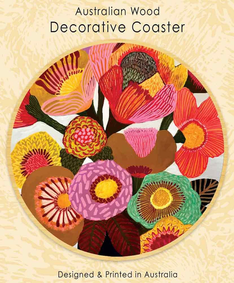 Australian Wood Decorative Coaster - Golden Bunch