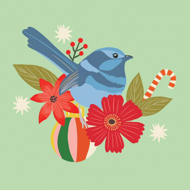 Christmas Blue Wren Card