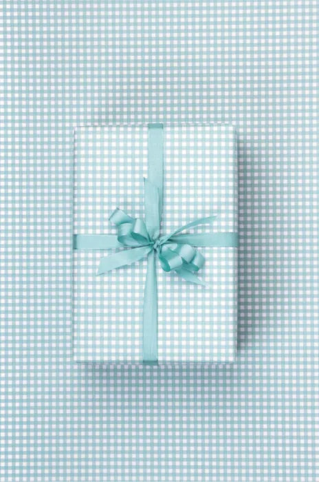 Roll Wrap - Gingham Seafoam Uncoated