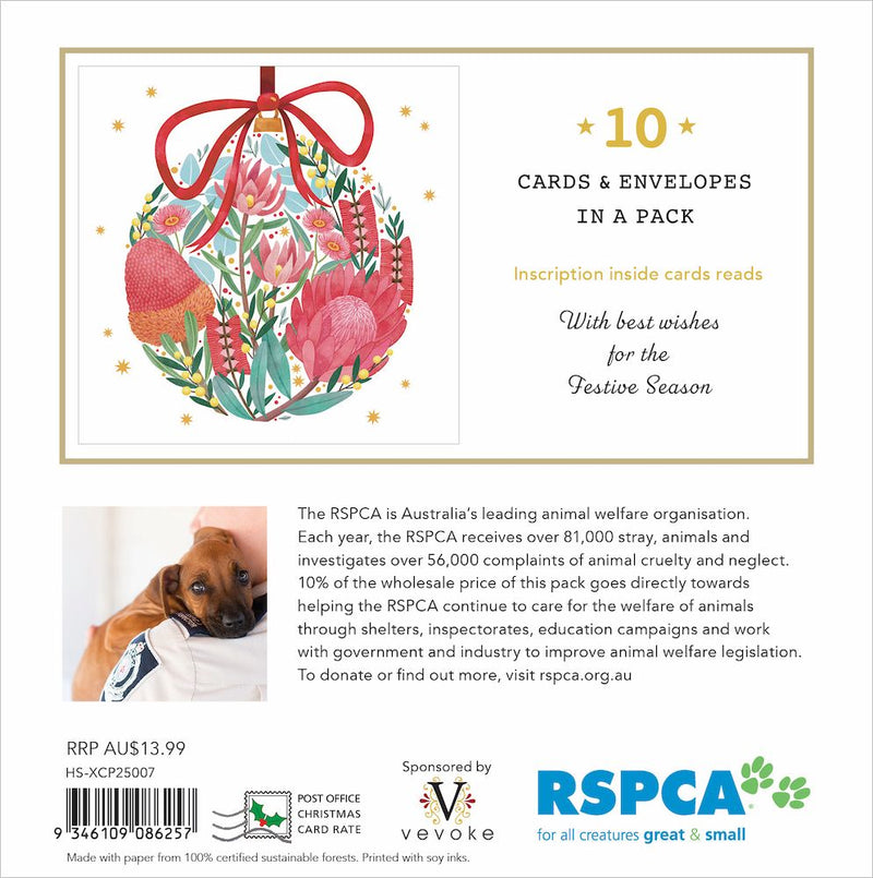 RSPCA Christmas Card Pack - Floral Bauble