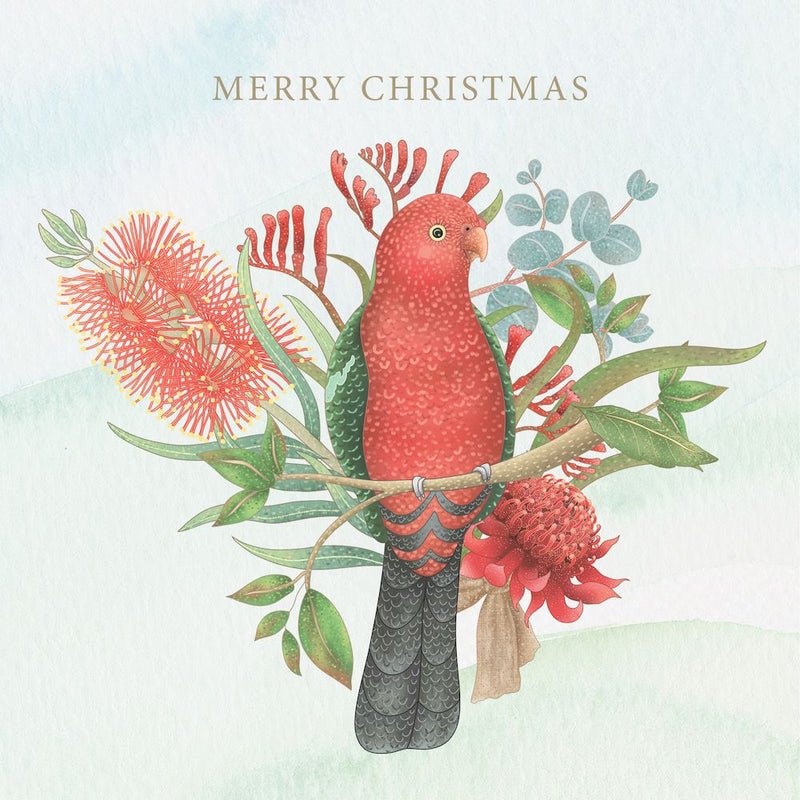 CMRI Christmas Card Pack - Floral King Parrot