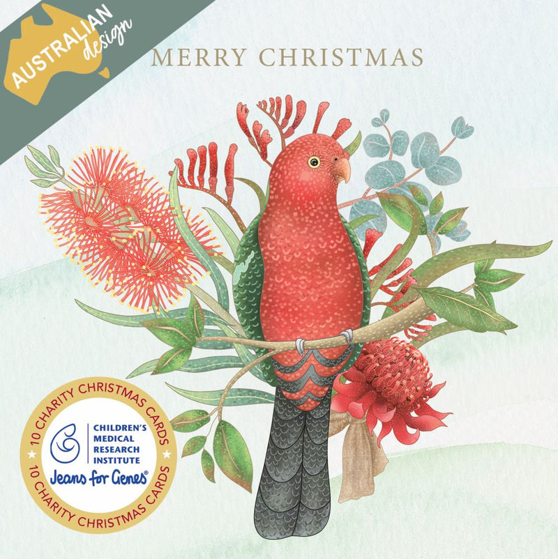 CMRI Christmas Card Pack - Floral King Parrot