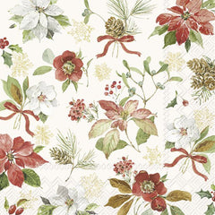 Lunch Napkins - Poinsettia Flowers Cream