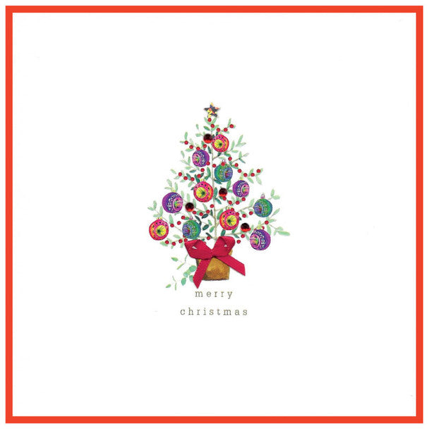 Handfinished - Christmas Tree Red Bow (14cm)