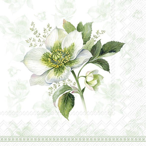 Lunch Napkins - Classic Christmas Rose Green