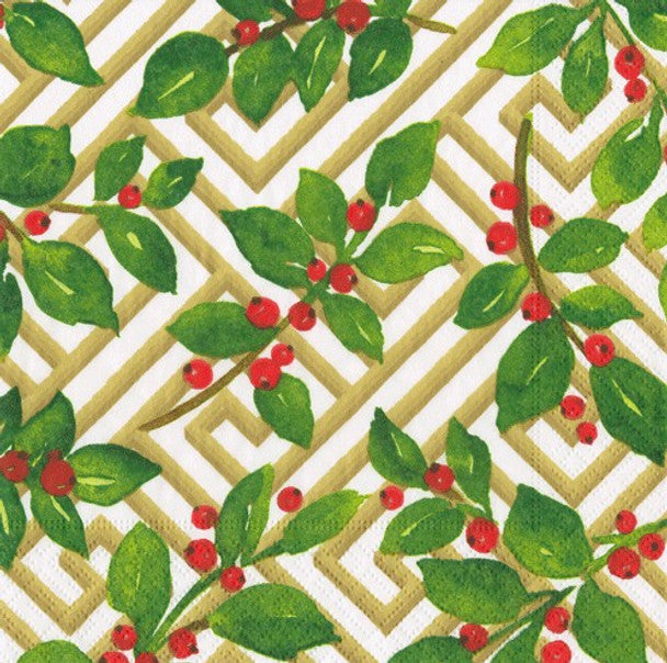 Lunch Napkins - Holly & Fretwork