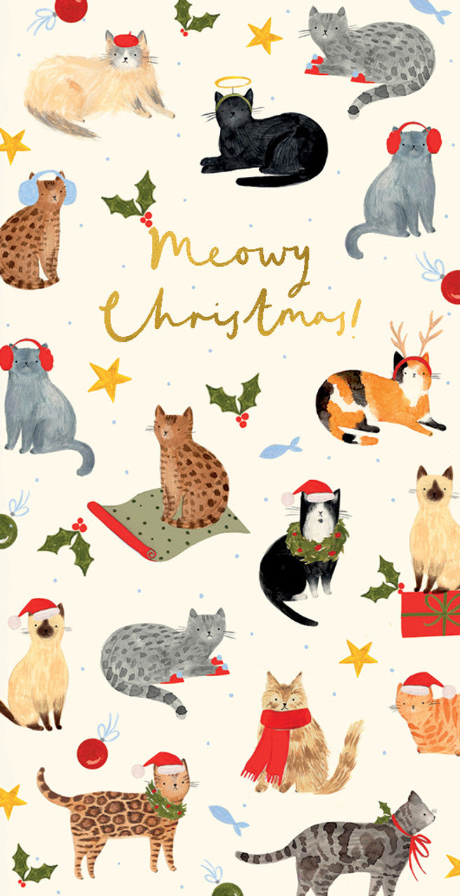 Money Wallet - Santa Paws Cats (90x175mm)