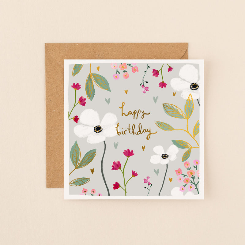 HB - Pink White Flowers (Gold Foil)