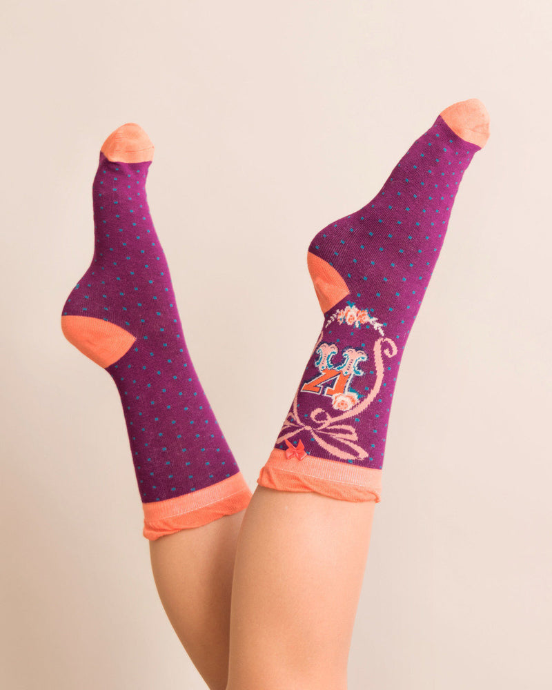 Ladies Initial Socks - K