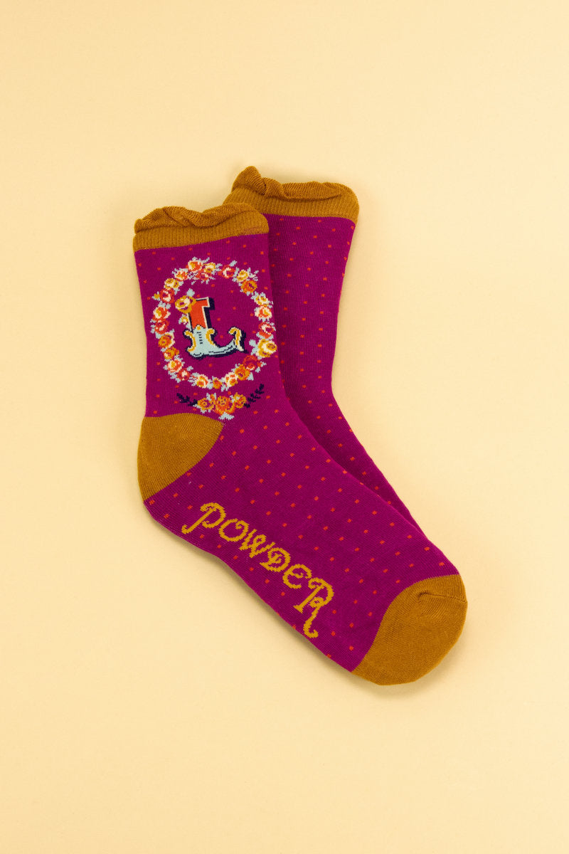 Ladies Initial Socks - L