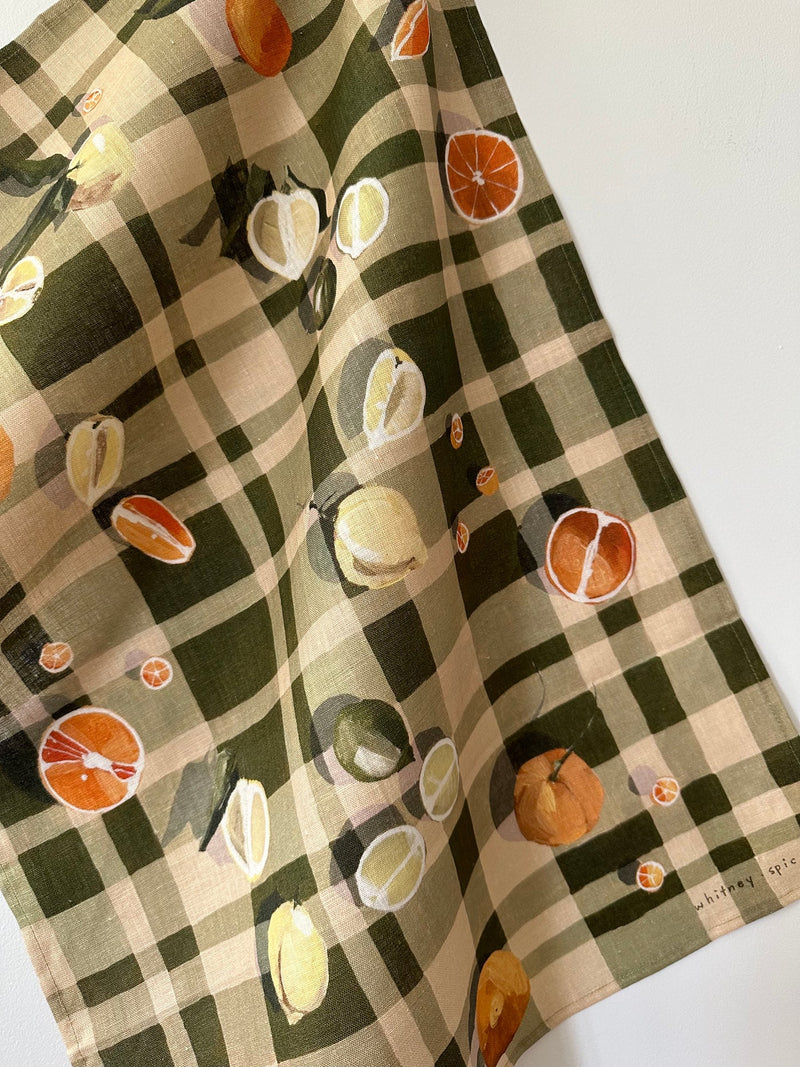 Whitney Spicer Linen Tea Towel - Sour Plaid